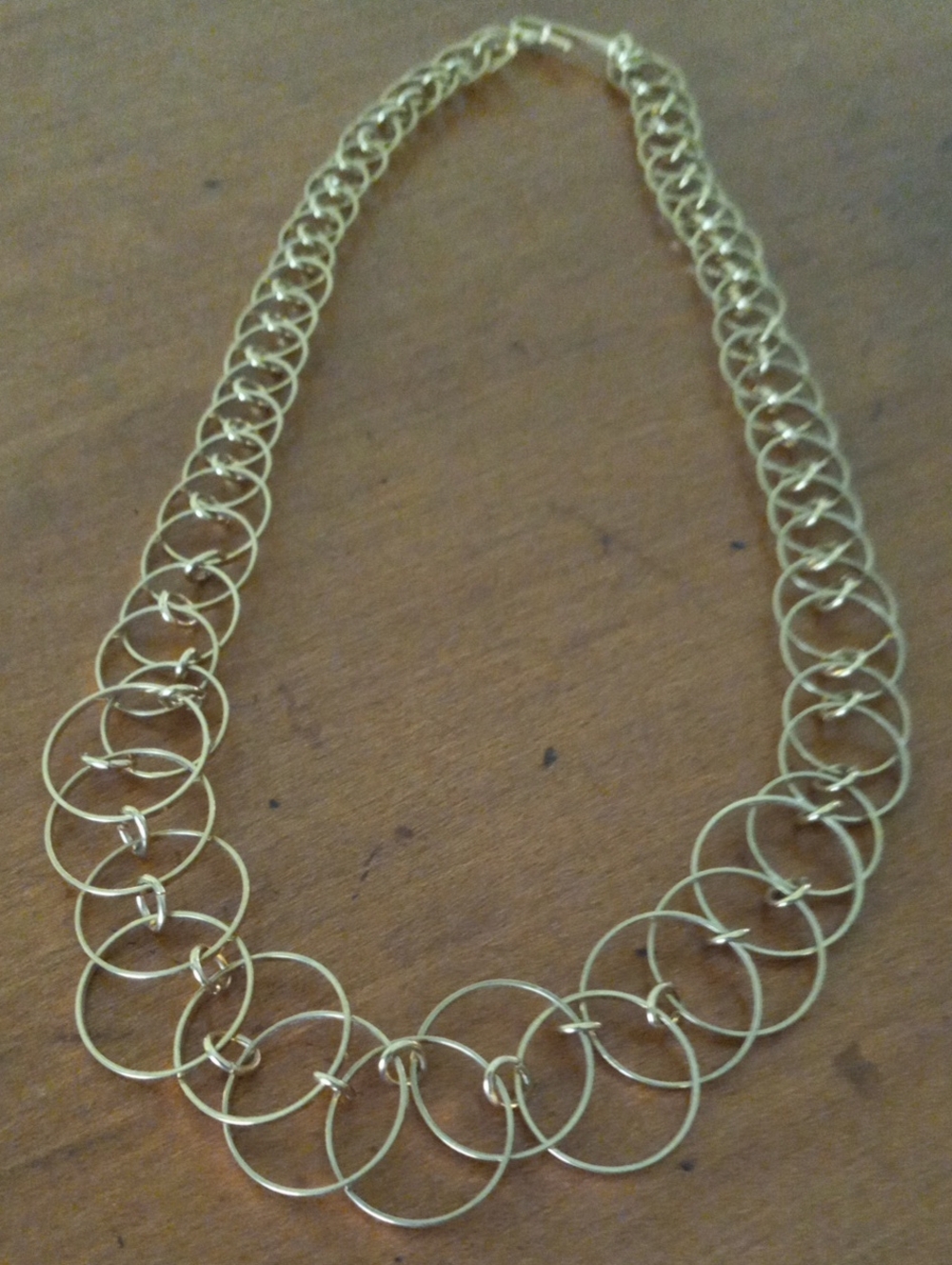Vintage Gold Tone Interlocking Circle Link Statement Necklace
